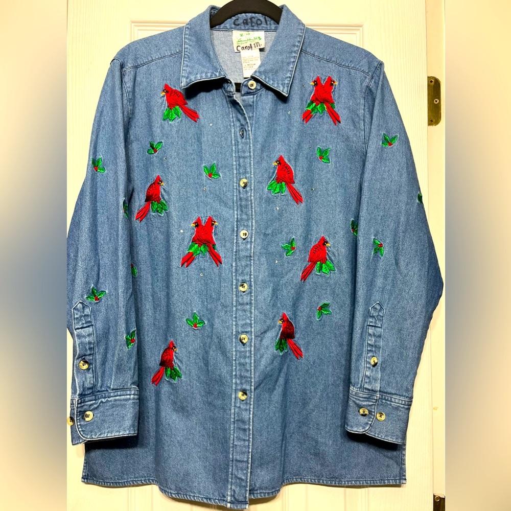 Women’s cardinals denim button down